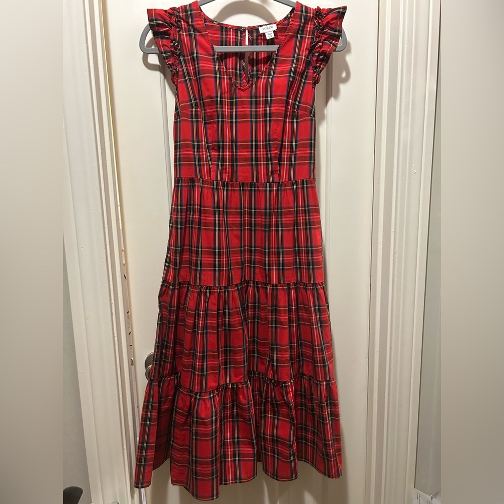 NWOT J.Crew size 00 Tartan tartan plaid midi dress